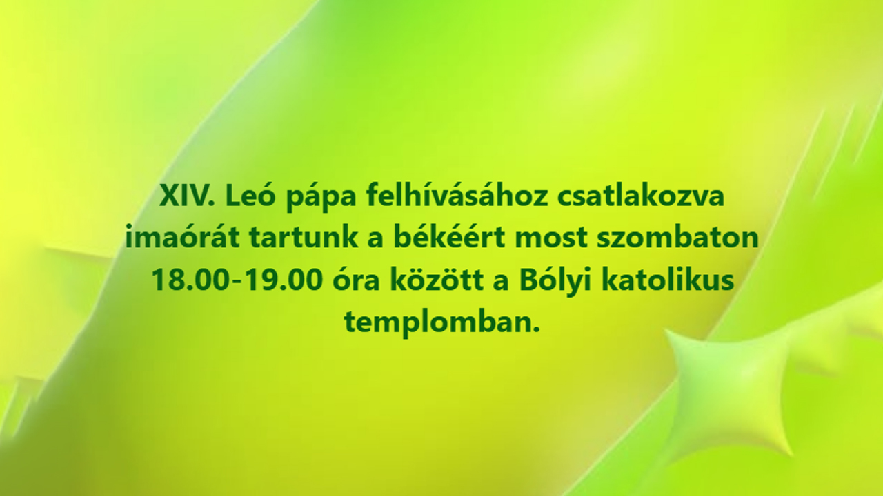 Imaóra a békéért